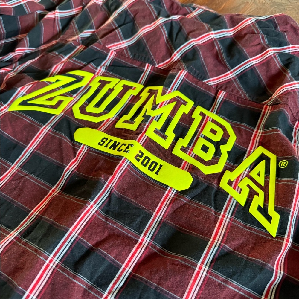Zumba Plaid Shirt with Neon Accents